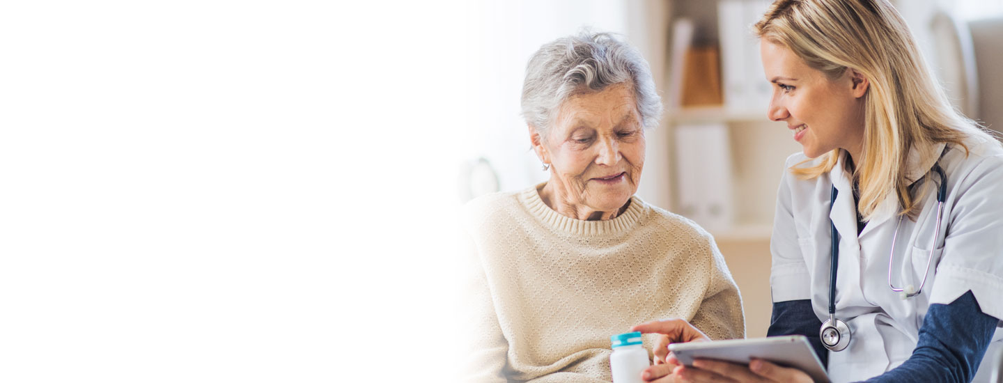 Caregiver advises patient on medication